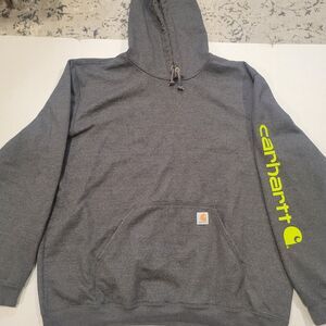Carhartt mens Hooded midweight Logo Sweatshirt sz xxl with green print